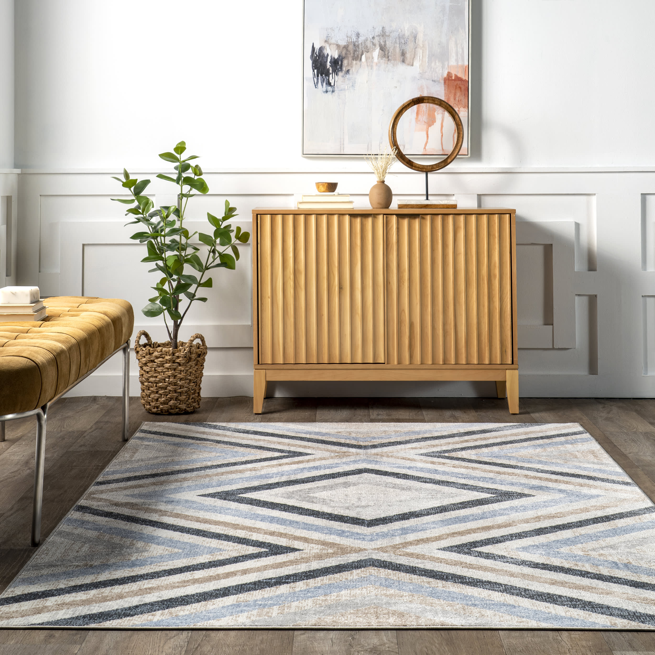 Reeba Washable Distressed Rug | Blue