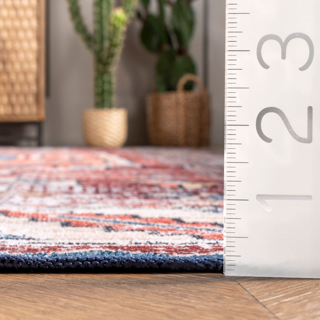 Oriental Medallion Washable Rug | Rust