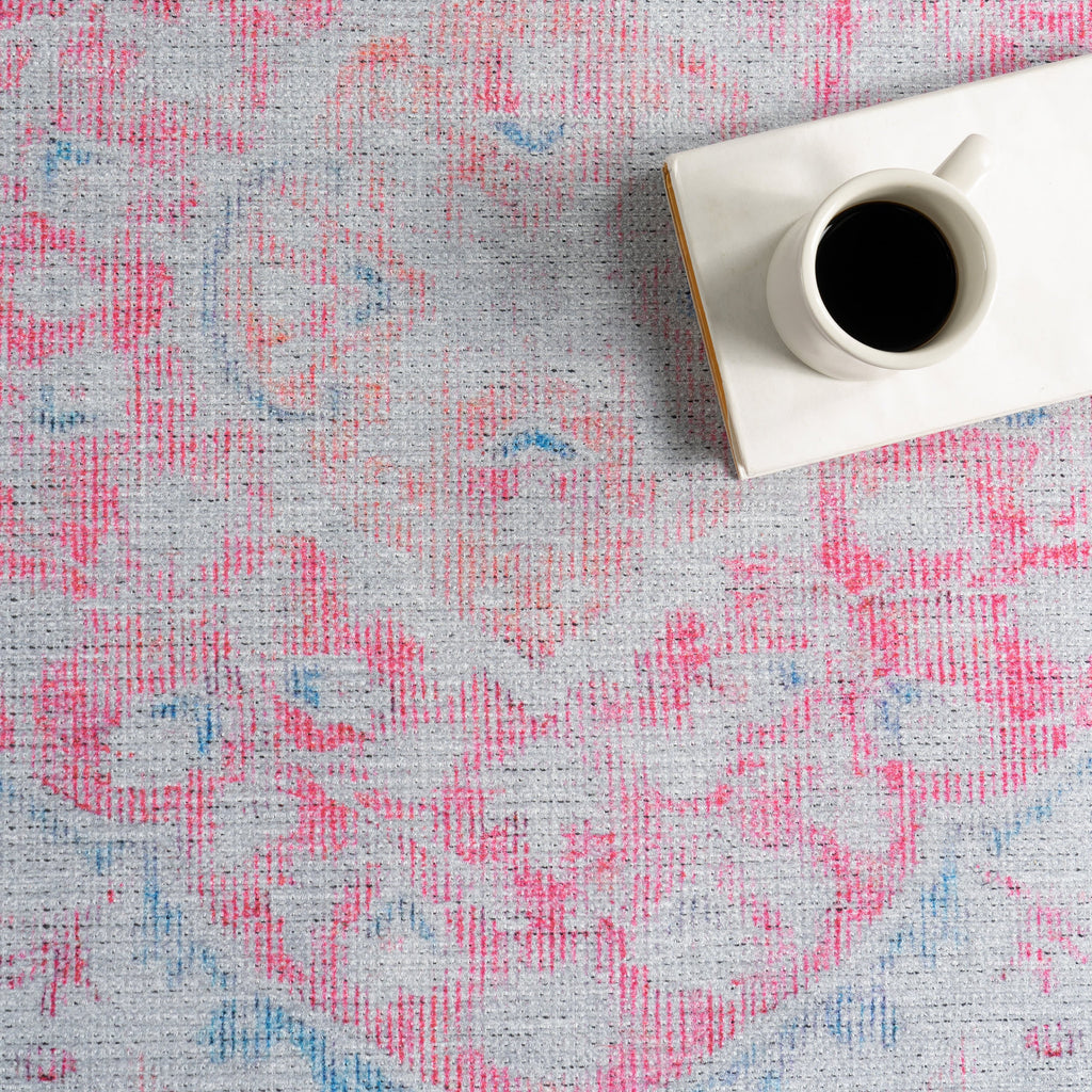 Washable Medallion Flatweave Rug | Pink