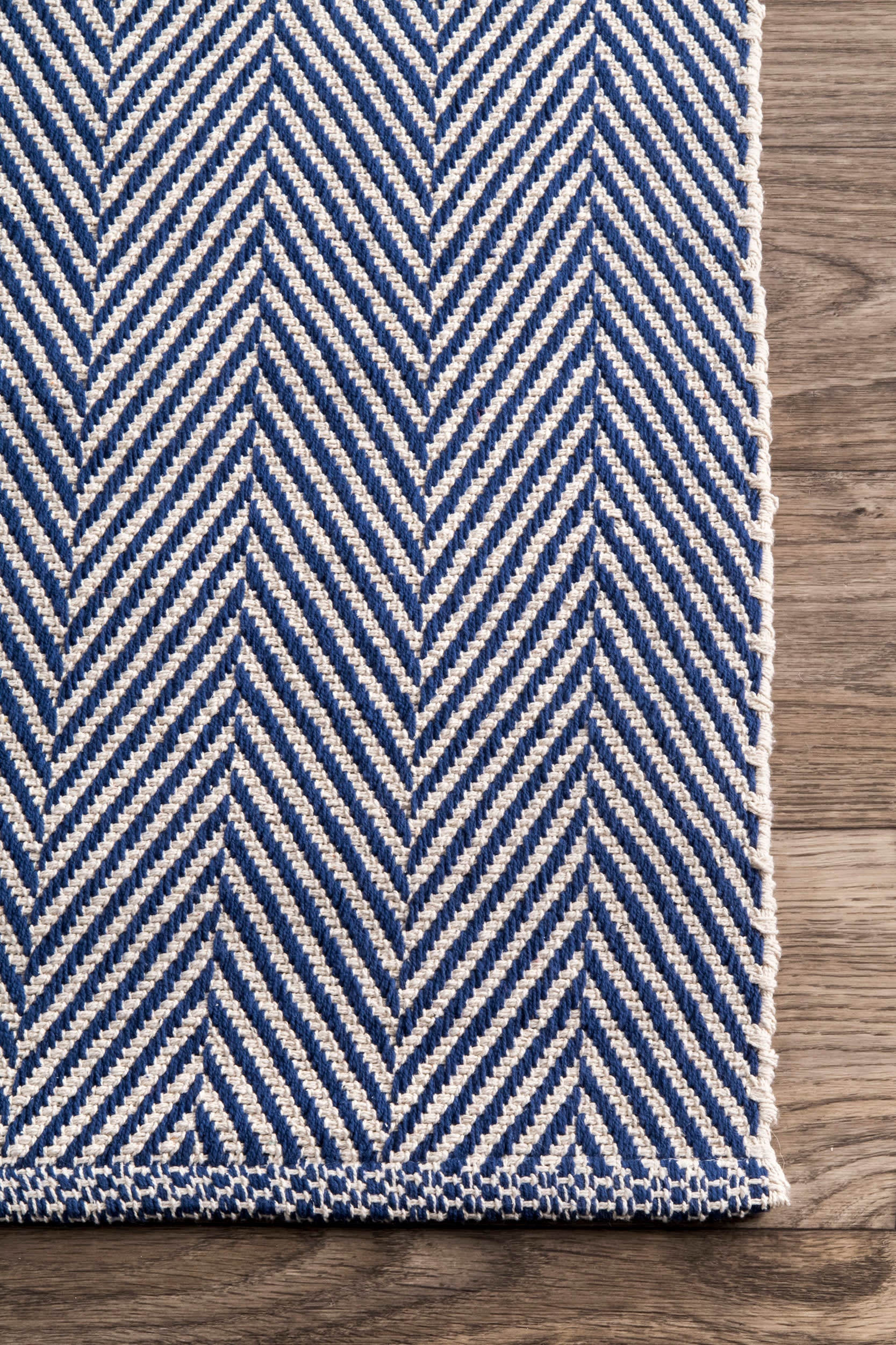 Herringbone Cotton Flatwoven Rug | Navy