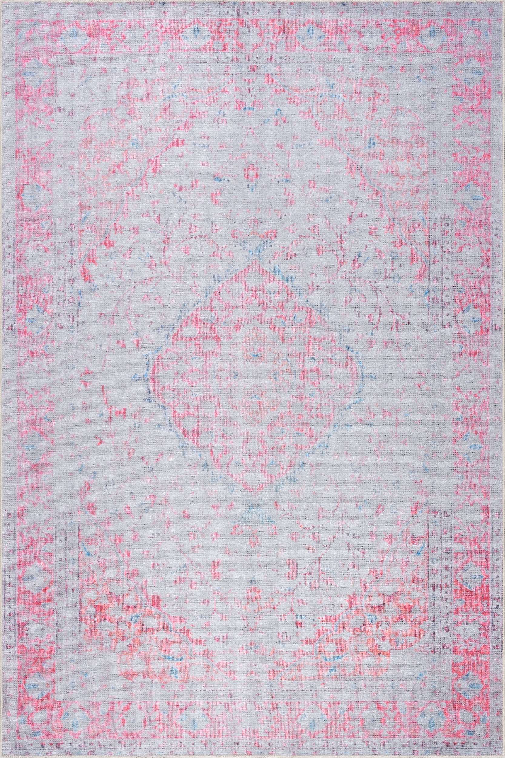 Washable Medallion Flatweave Rug | Pink