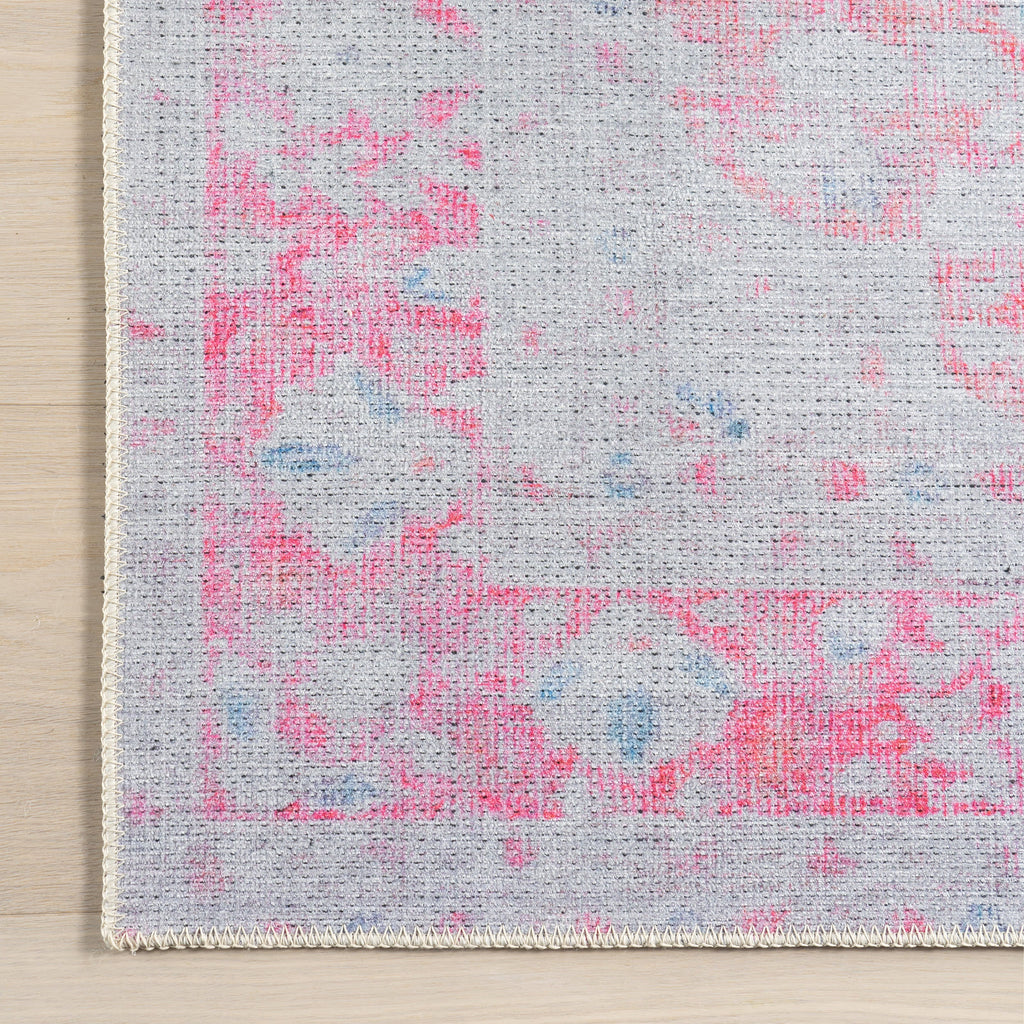 Washable Medallion Flatweave Rug | Pink