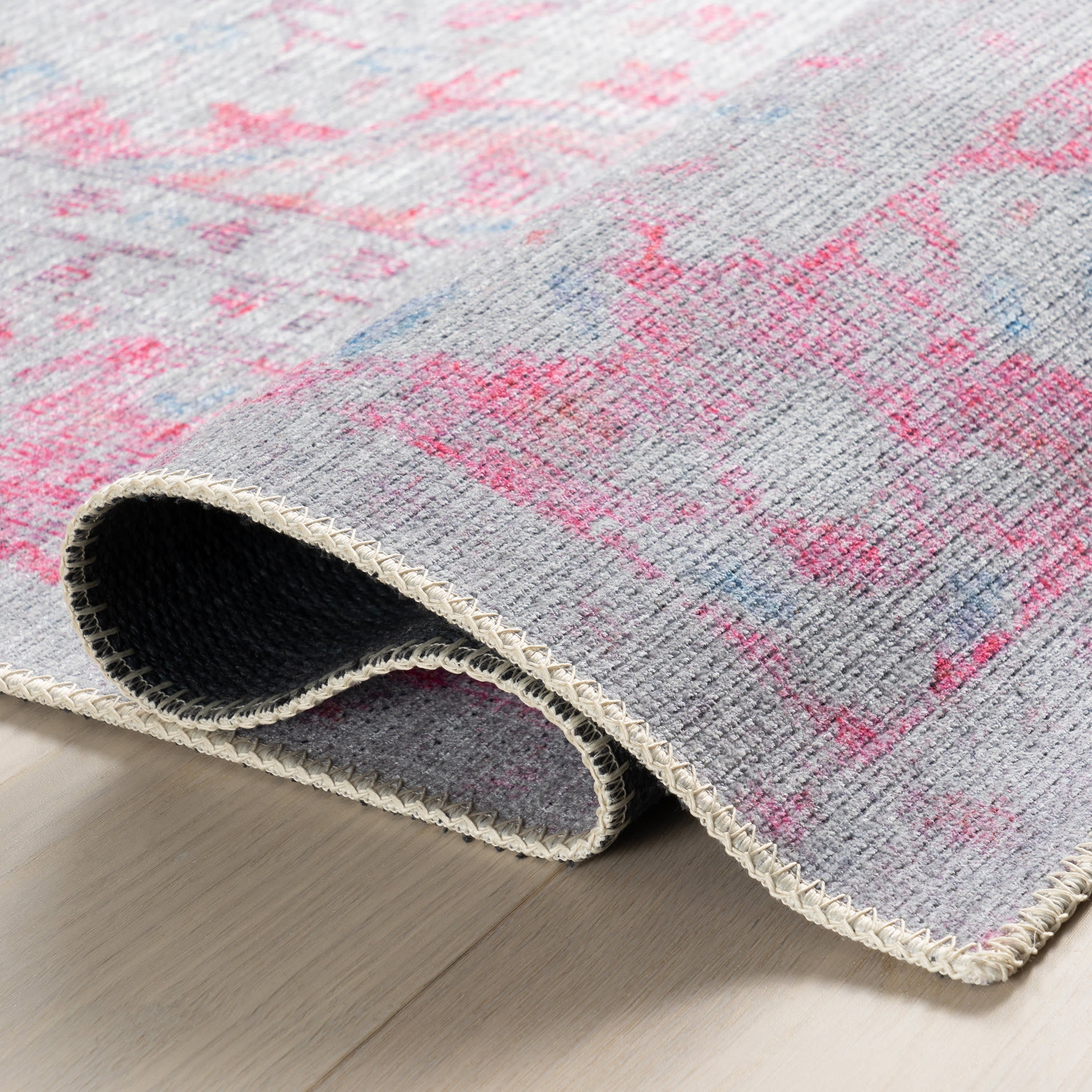 Washable Medallion Flatweave Rug | Pink