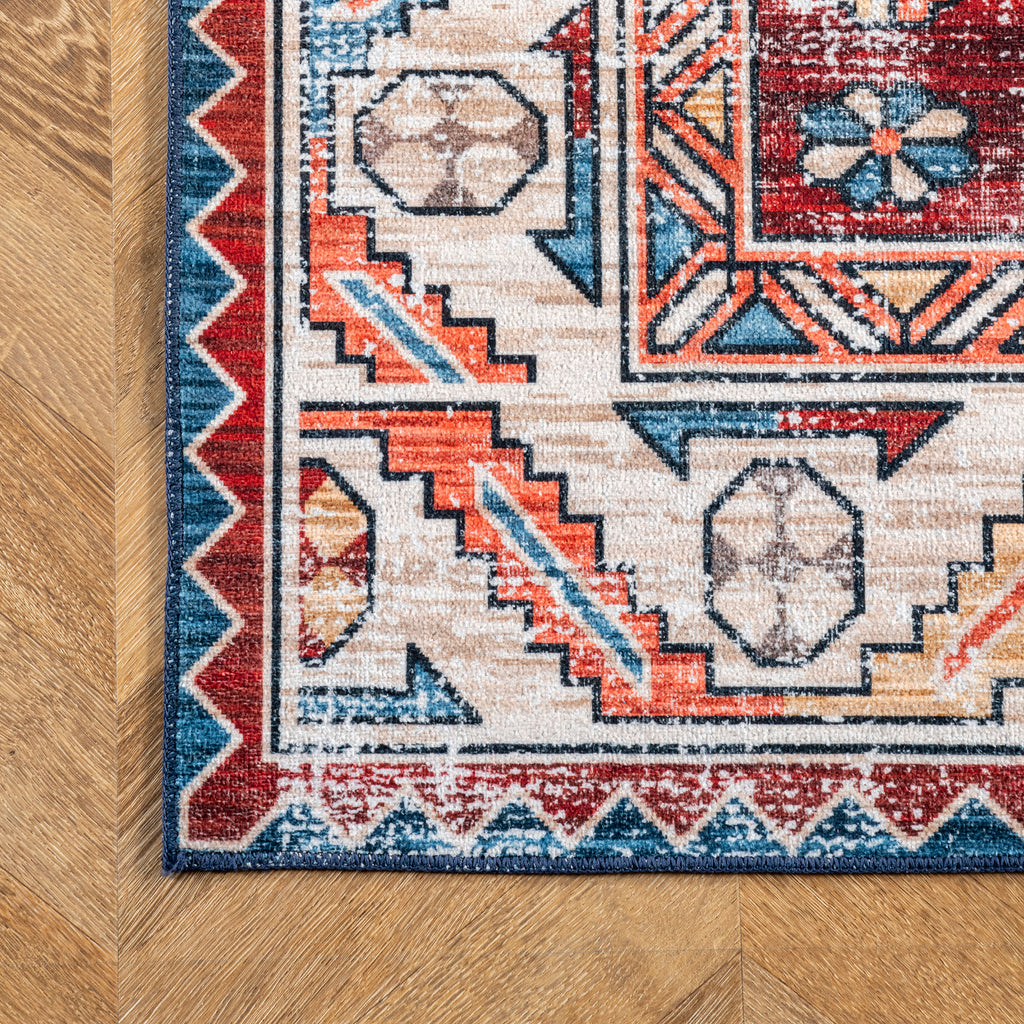Oriental Medallion Washable Rug | Rust