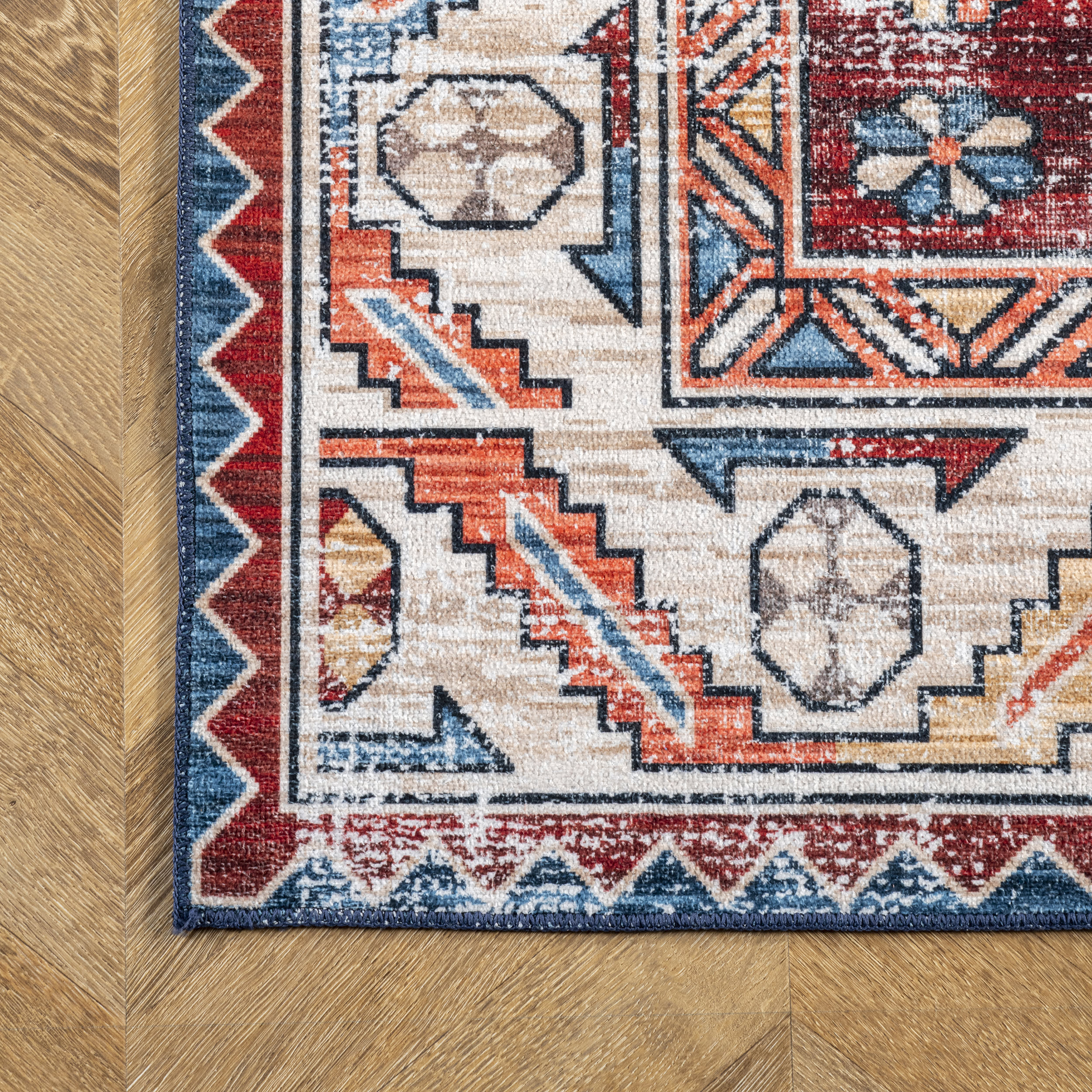 Oriental Medallion Washable Rug | Rust