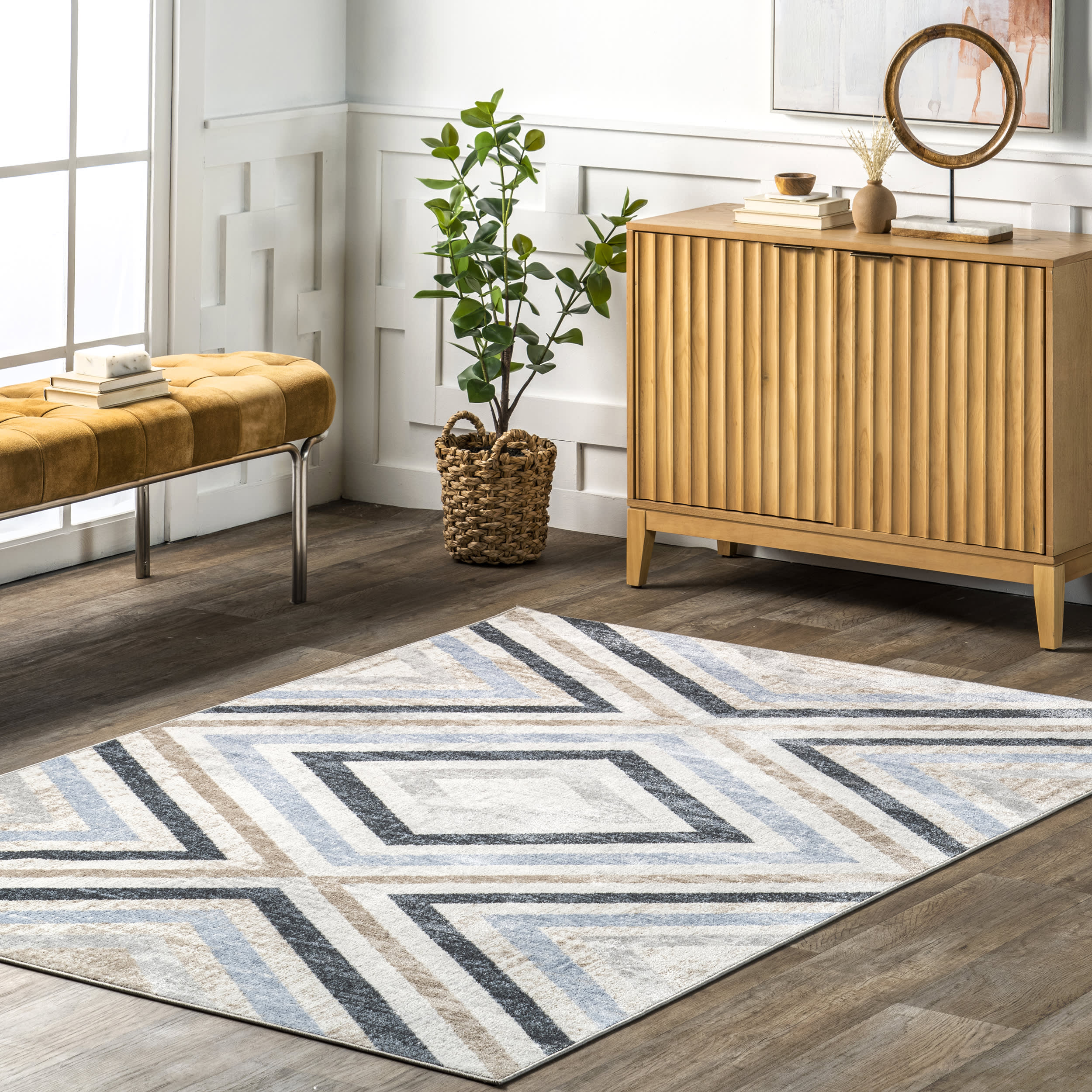 Reeba Washable Distressed Rug | Blue